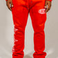 Fire red flare jumpsuit