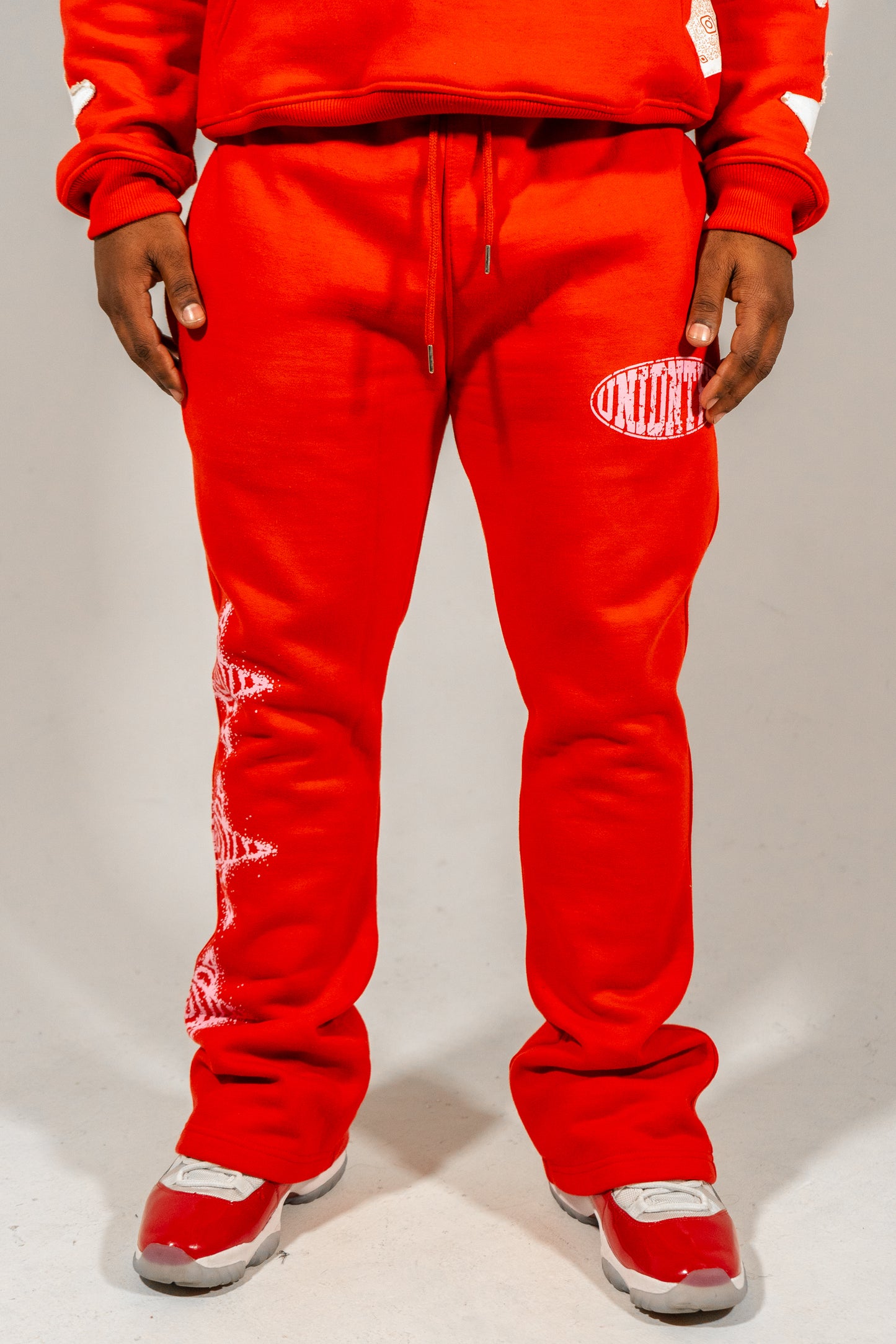 Fire red flare jumpsuit