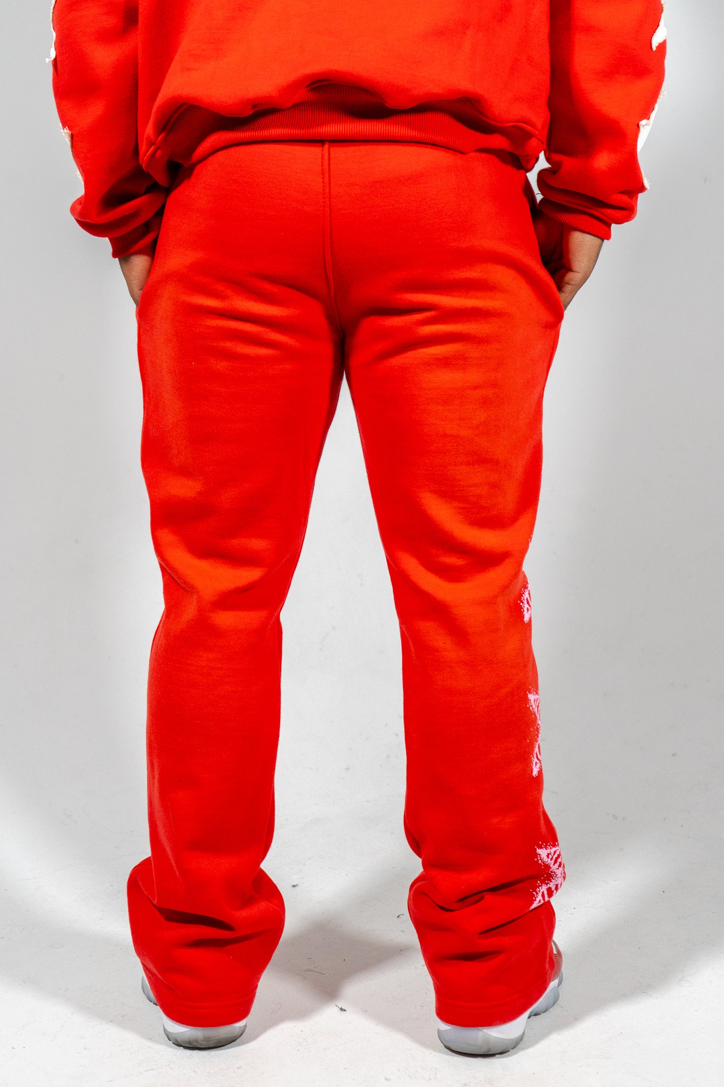 Fire red flare jumpsuit