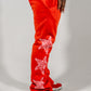 Fire red flare jumpsuit