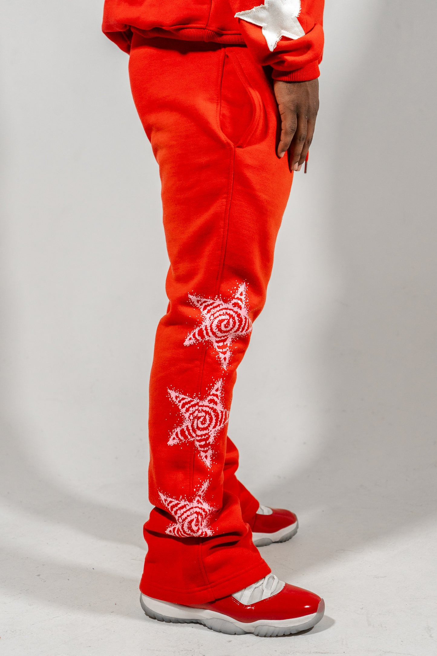 Fire red flare jumpsuit