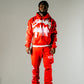 Fire red flare jumpsuit